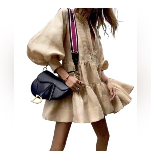 Shona Joy TUXEDO SHIRT DRESS Linen Size 4 - Picture 2 of 6